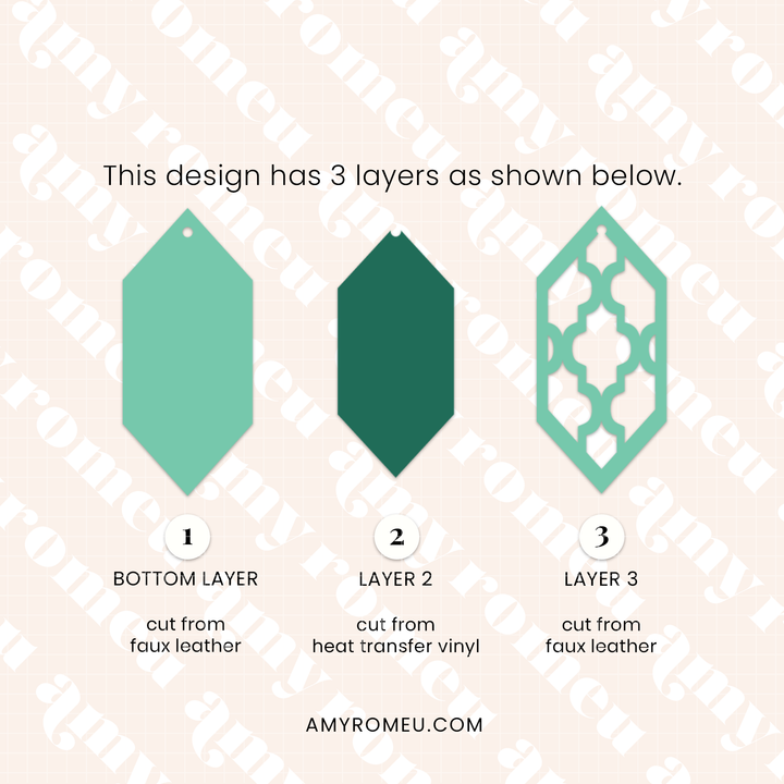 Quatrefoil Faux Leather Earrings SVG
