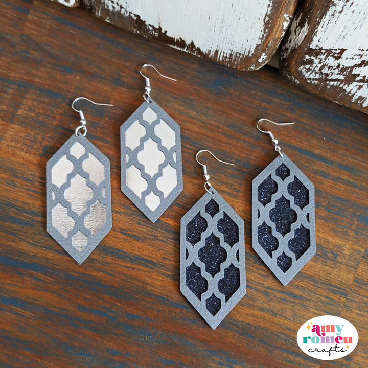 Quatrefoil Faux Leather Earrings SVG