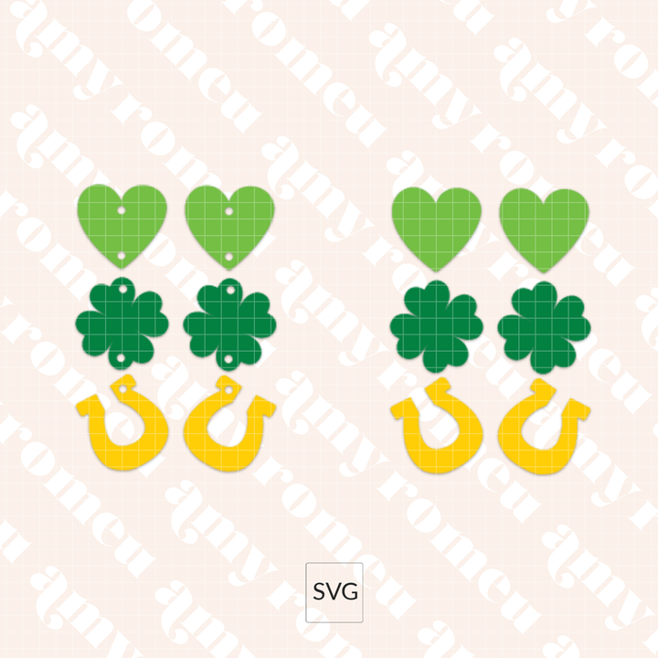 St. Patrick's Day Dangle Faux Leather Earrings SVG