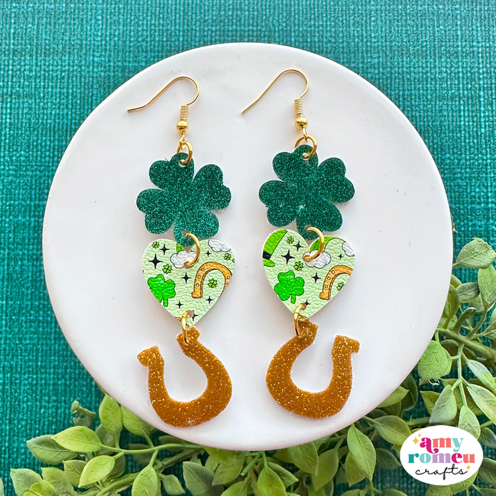 St. Patrick's Day Dangle Faux Leather Earrings SVG