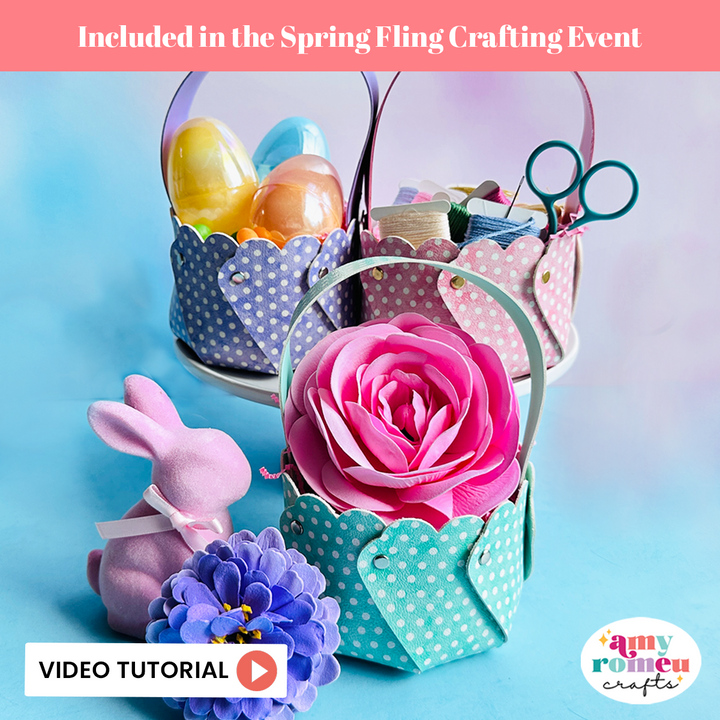 Faux Leather Spring Mini Basket SVG