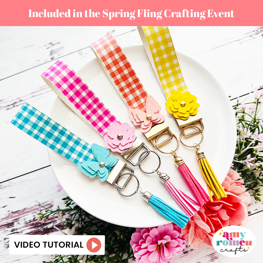 Spring Faux Leather Key Fob Wristlets SVG