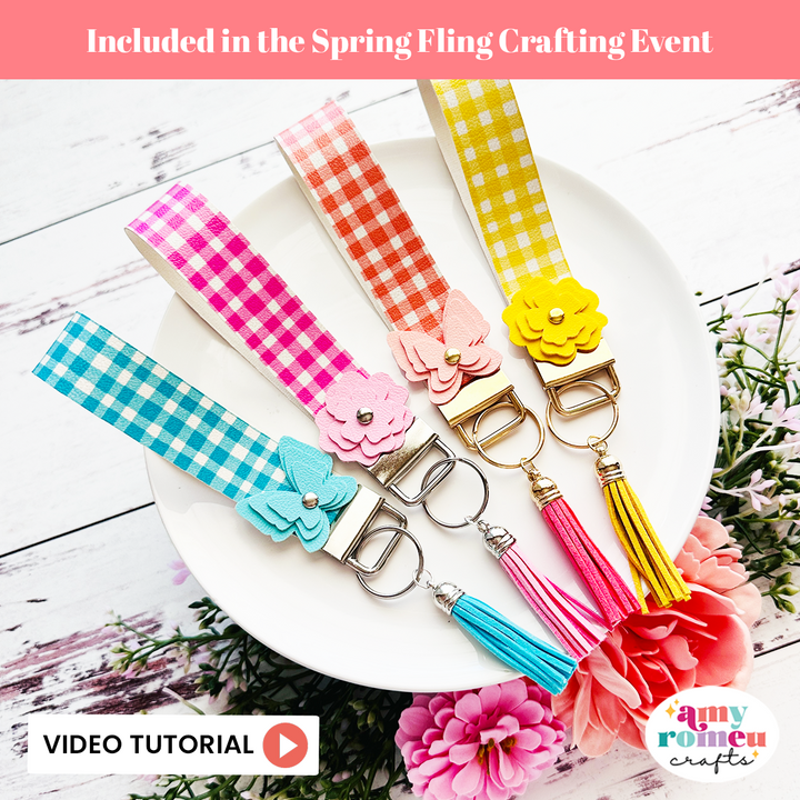 Spring Faux Leather Key Fob Wristlets SVG