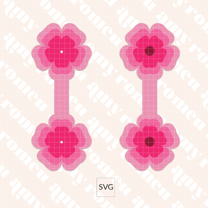 Layered Flowers Faux Leather Keychain SVG