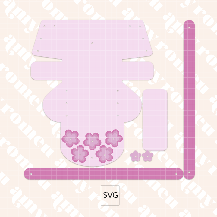 Faux Leather Flower Mini Purse SVG