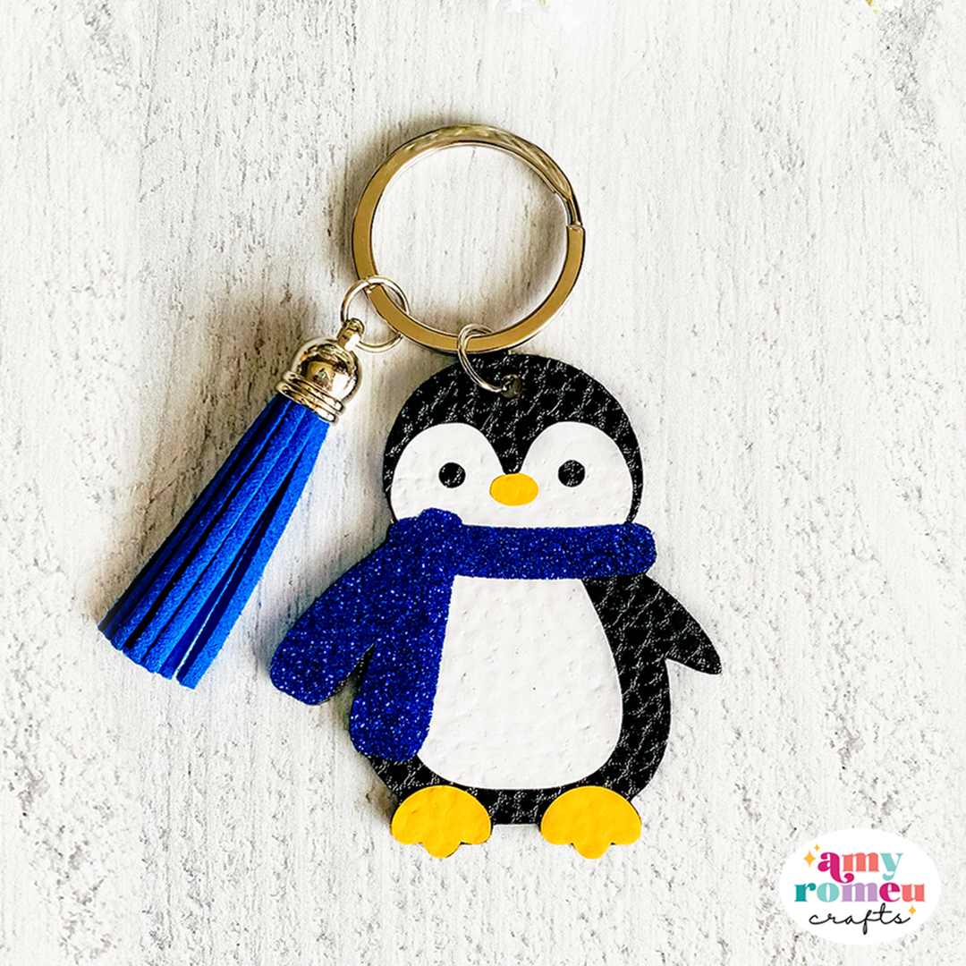 Penguin Faux Leather Keychain SVG