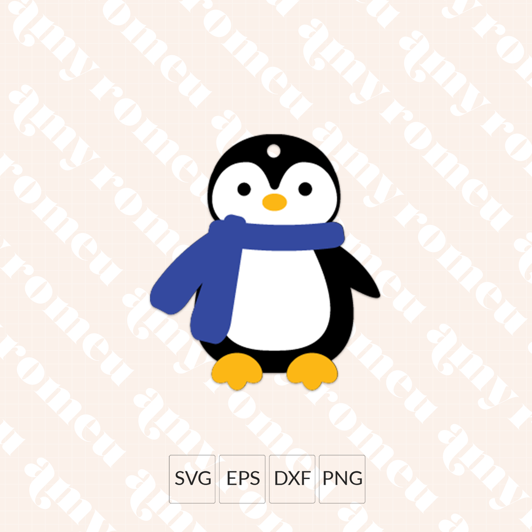 Penguin Faux Leather Keychain SVG