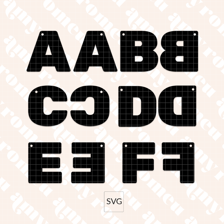 A-Z Initials Full Set Alphabet Faux Leather Keychains SVG