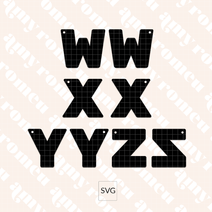 A-Z Initials Full Set Alphabet Faux Leather Keychains SVG
