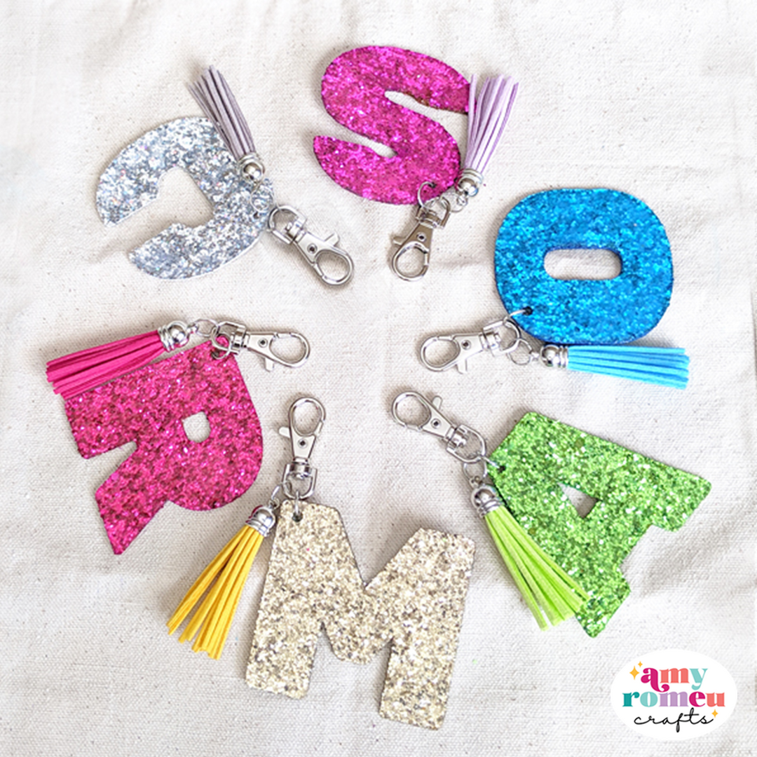 A-Z Initials Full Set Alphabet Faux Leather Keychains SVG