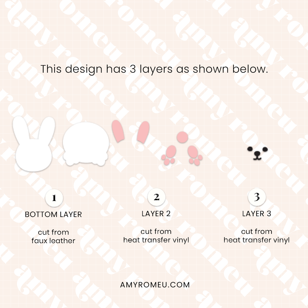 Easter Bunny Butt Faux Leather Earrings SVG