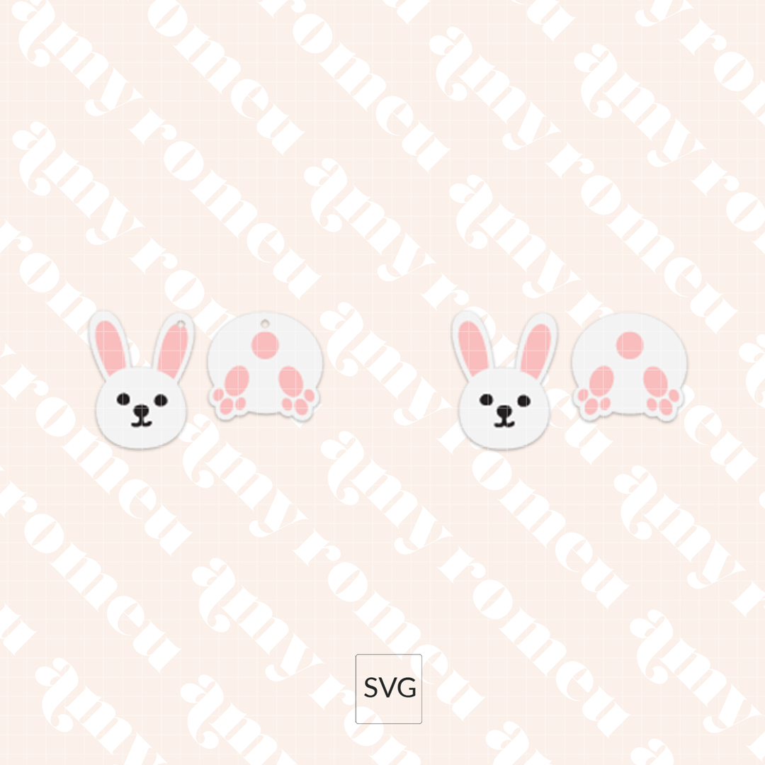 Easter Bunny Butt Faux Leather Earrings SVG