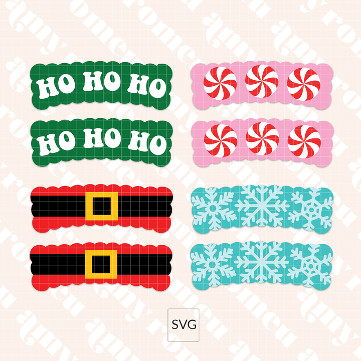 Holiday Faux Leather Hair Claw Clips SVG Set of 4