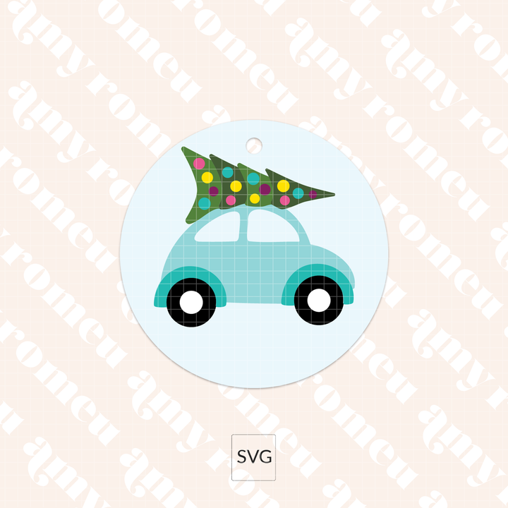 Retro Car Faux Leather Christmas Ornament SVG