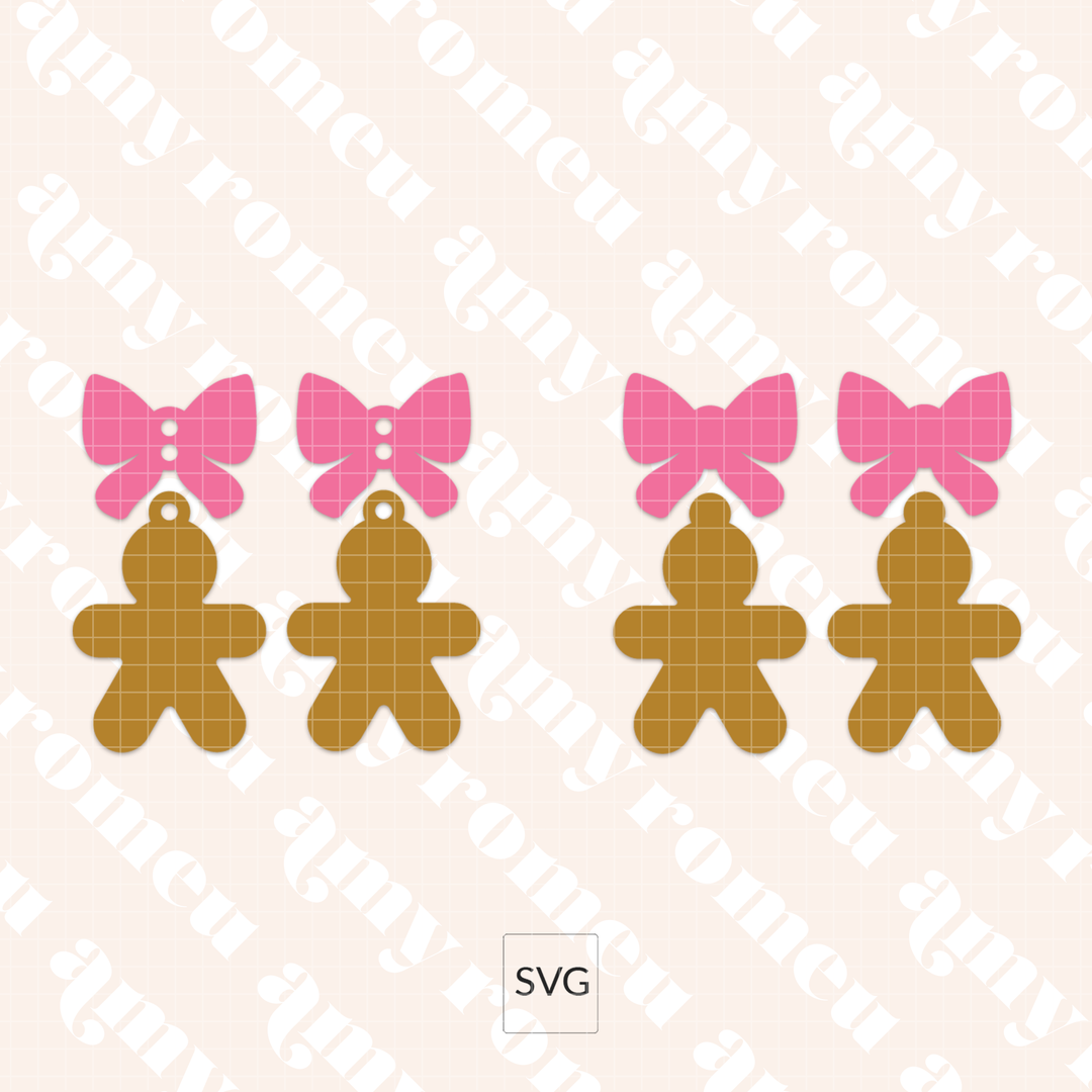 Christmas Bow Faux Leather Earrings SVG Bundle