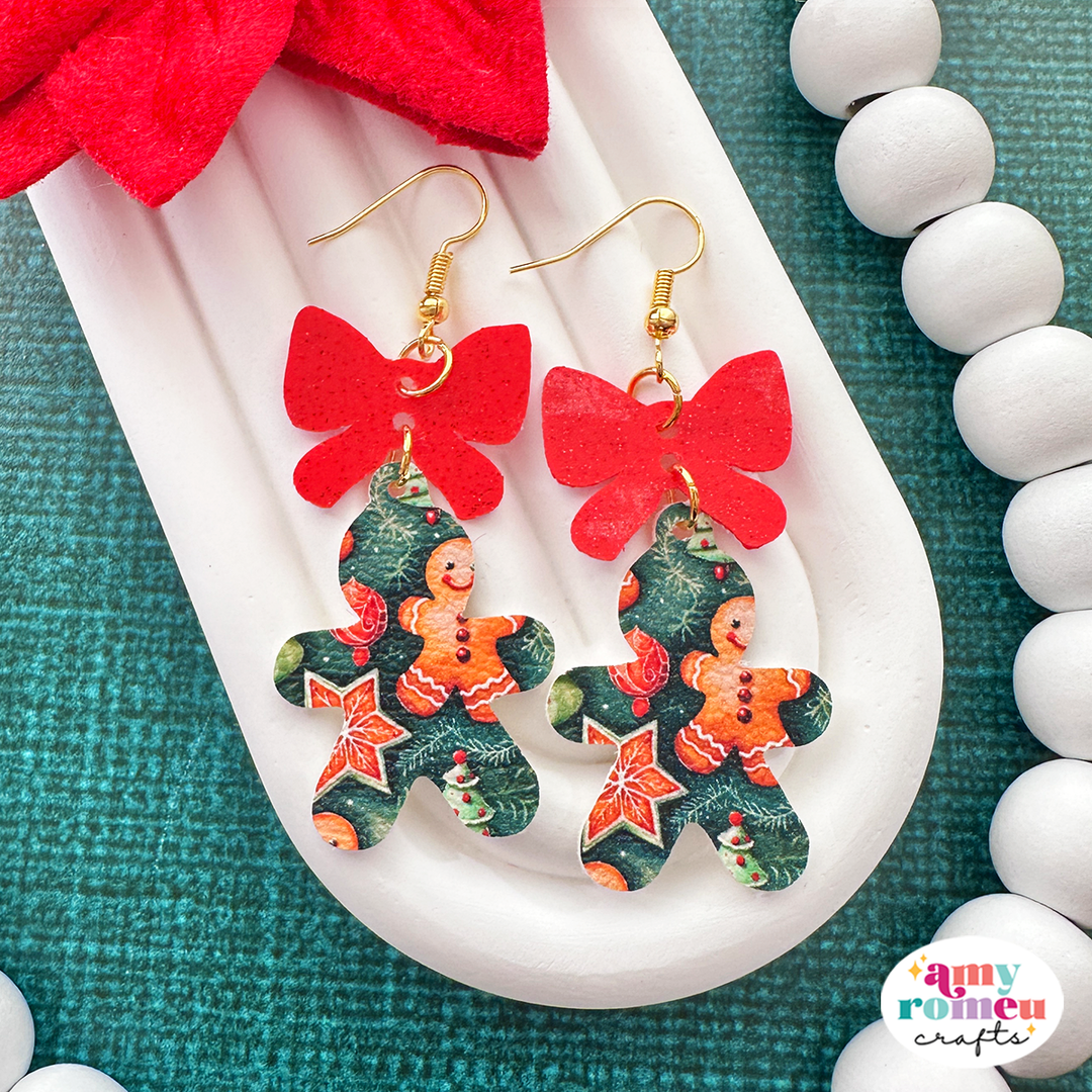 Christmas Bow Faux Leather Earrings SVG Bundle