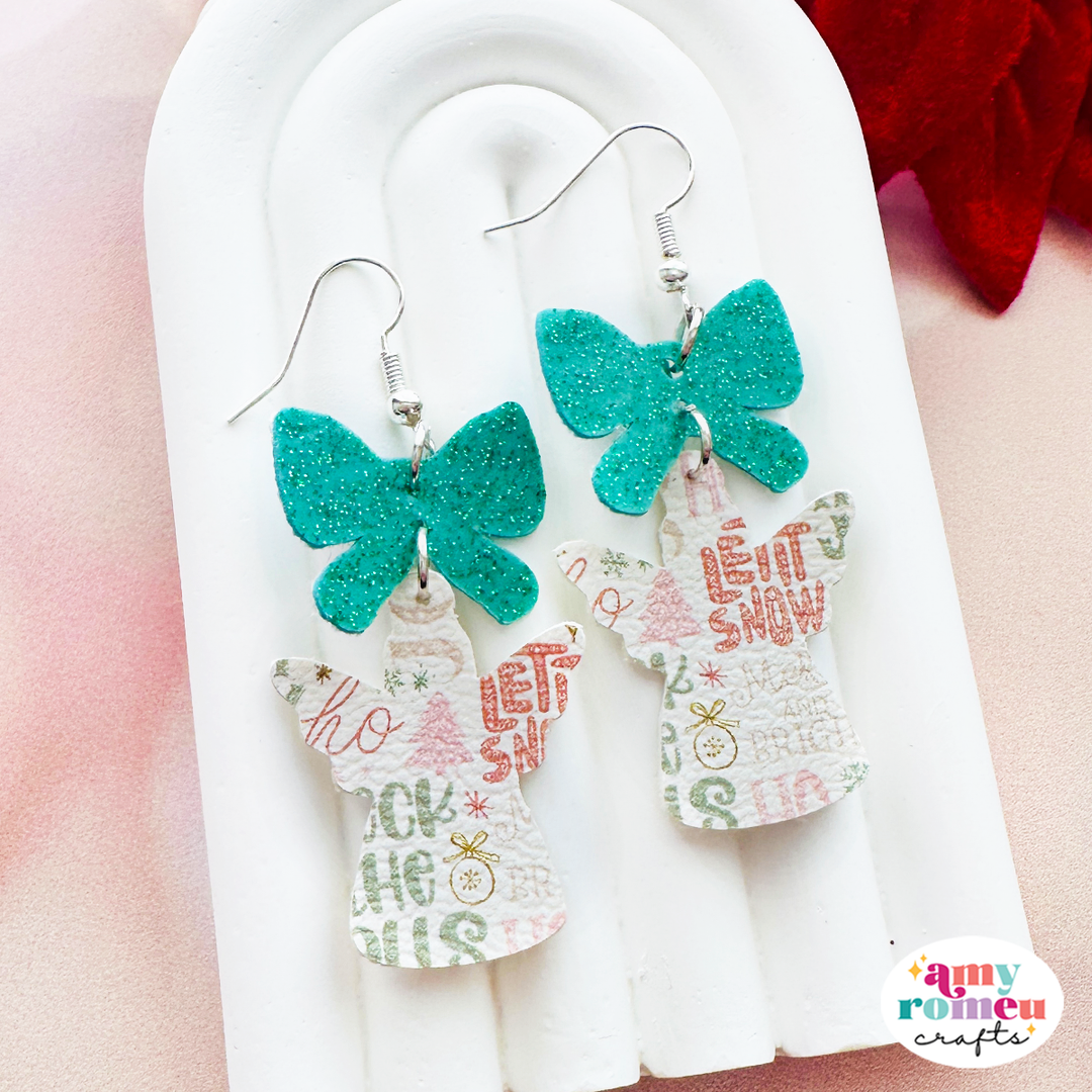 Christmas Bow Faux Leather Earrings SVG Bundle