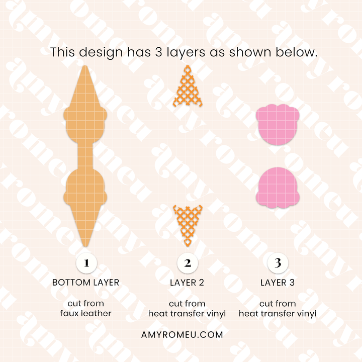 Ice Cream Cone Faux Leather Keychain SVG