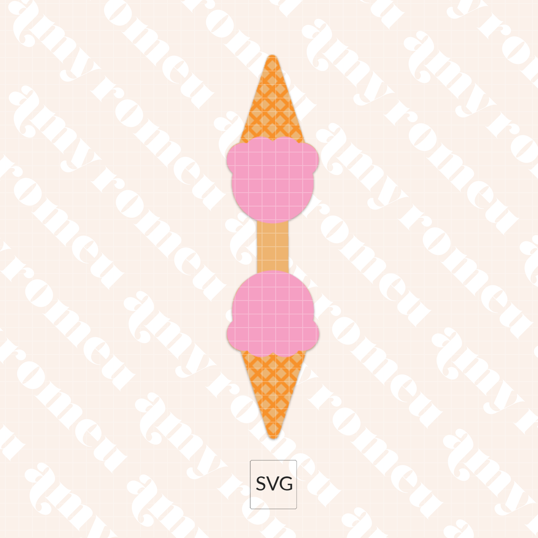 Ice Cream Cone Faux Leather Keychain SVG