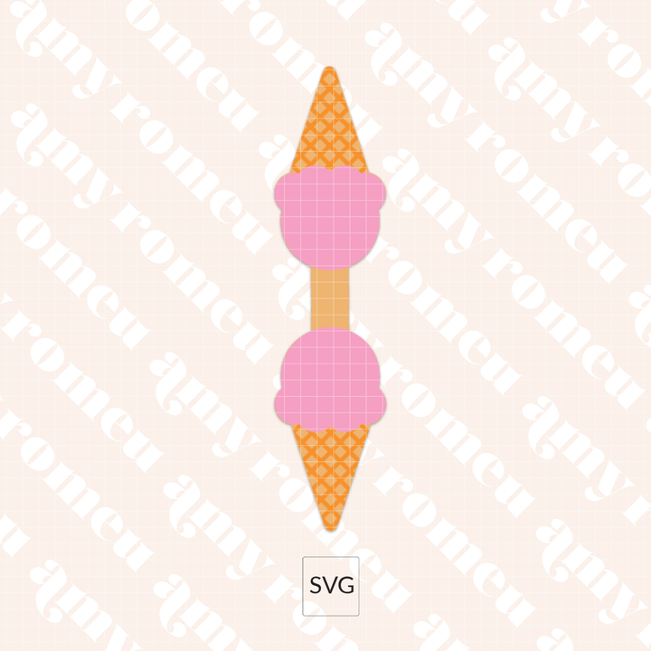 Ice Cream Cone Faux Leather Keychain SVG