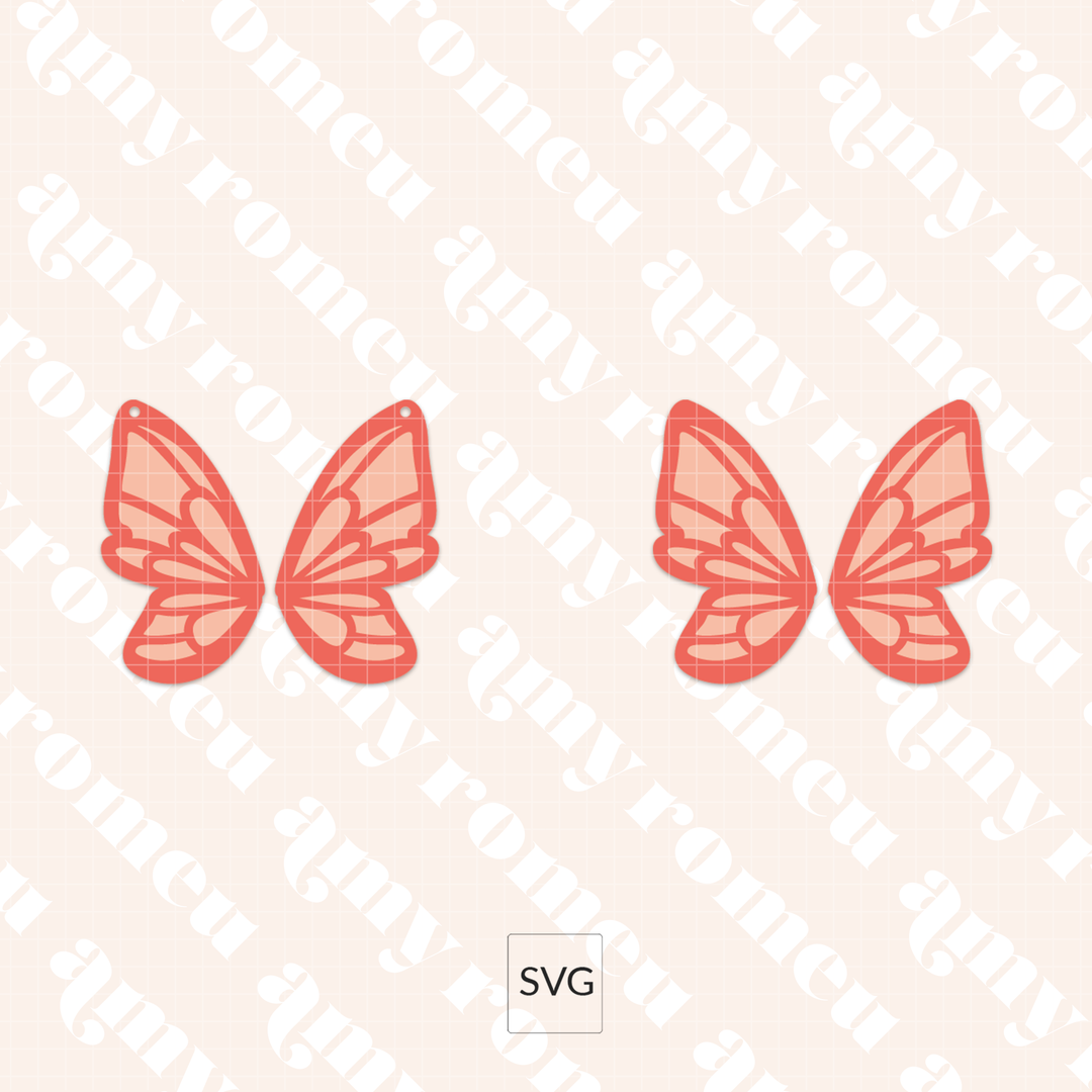 Layered Cutout Butterfly Wing Faux Leather Earring SVG