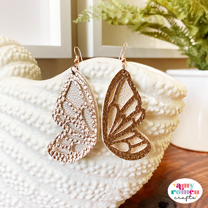 Layered Cutout Butterfly Wing Faux Leather Earring SVG