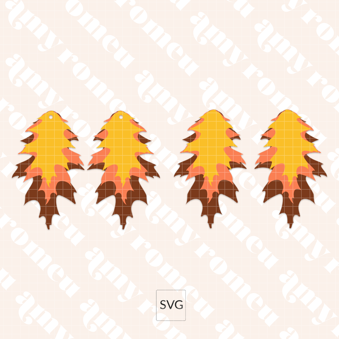 Fall Leaf Faux Leather Earrings SVG
