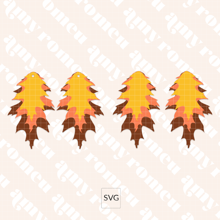 Fall Leaf Faux Leather Earrings SVG