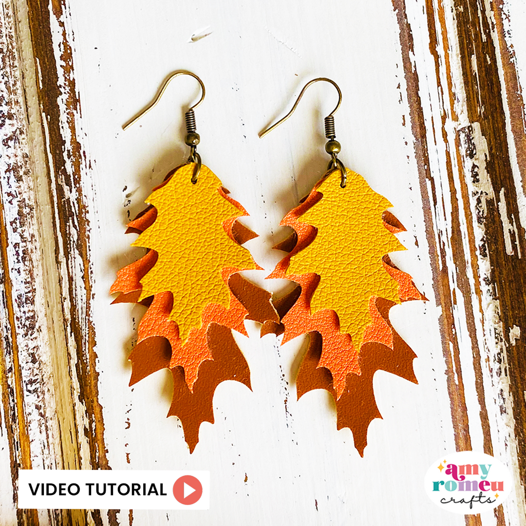 Fall Leaf Faux Leather Earrings SVG