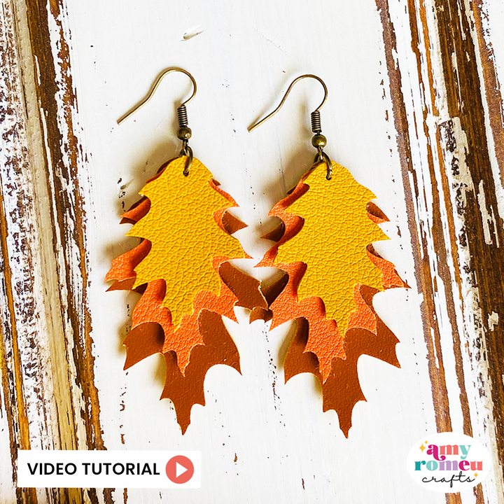 Fall Leaf Faux Leather Earrings SVG