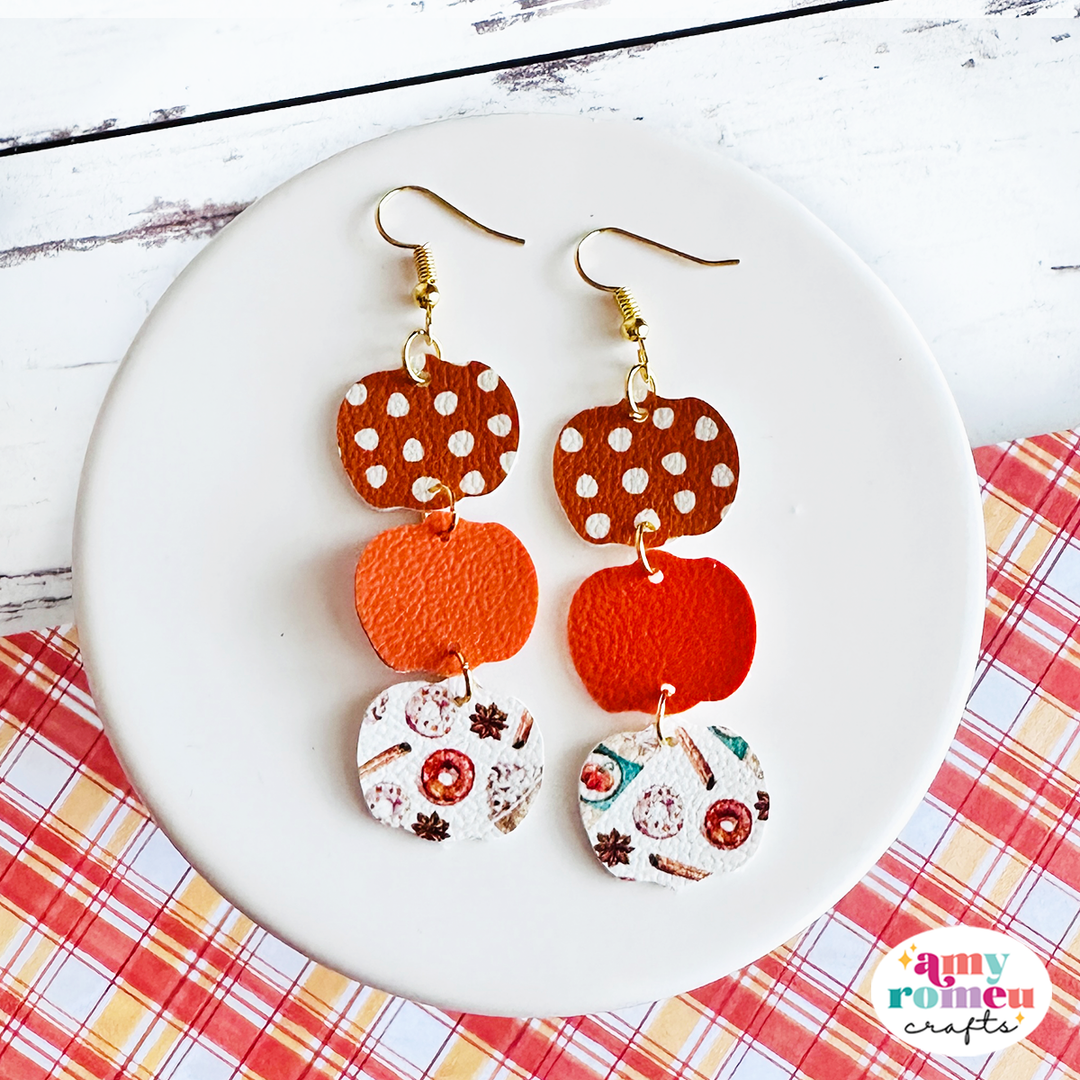 Stacked Pumpkins Faux Leather Earring SVG