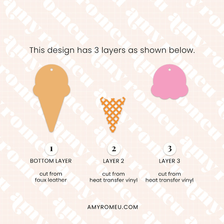 Ice Cream Cone Faux Leather Earrings SVG
