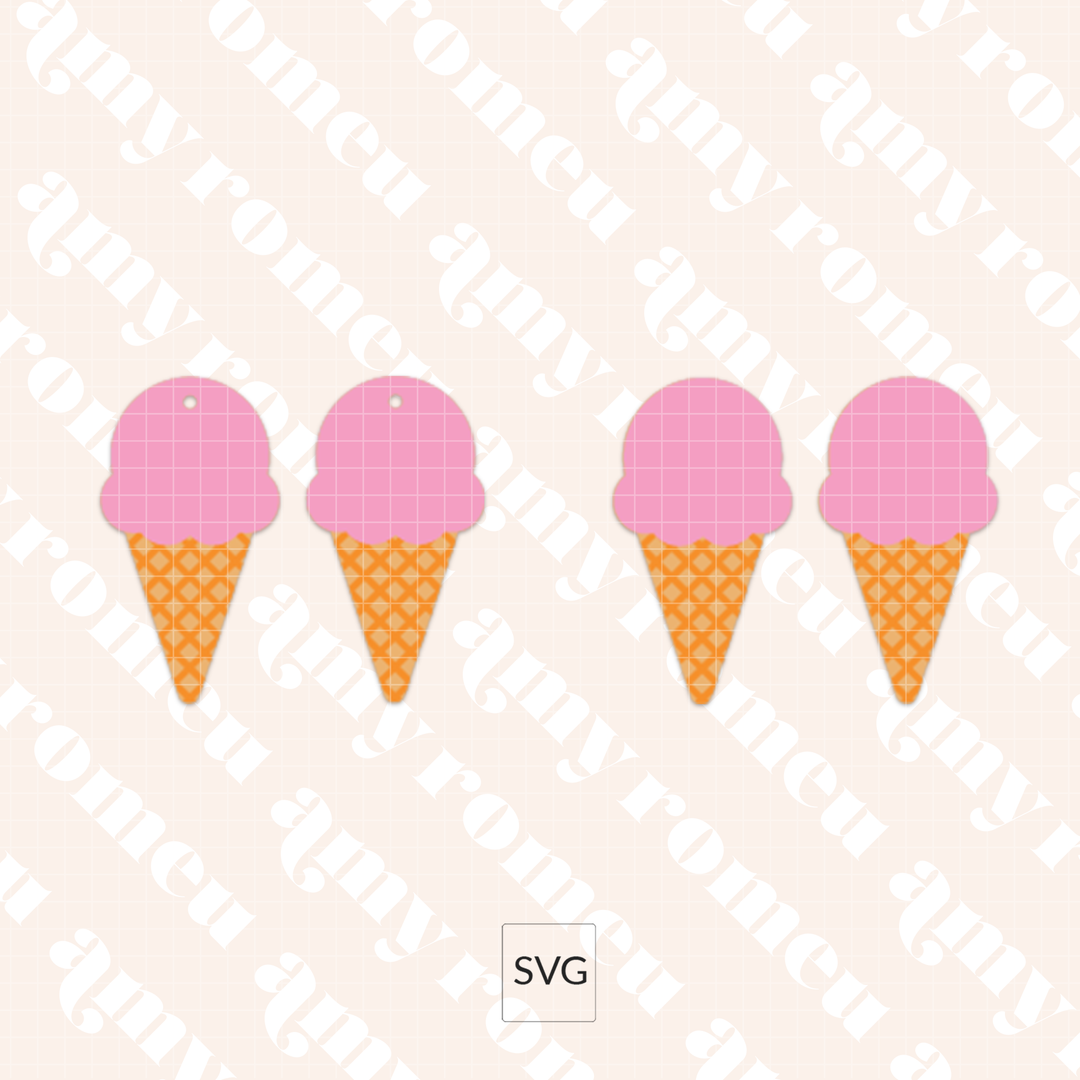 Ice Cream Cone Faux Leather Earrings SVG
