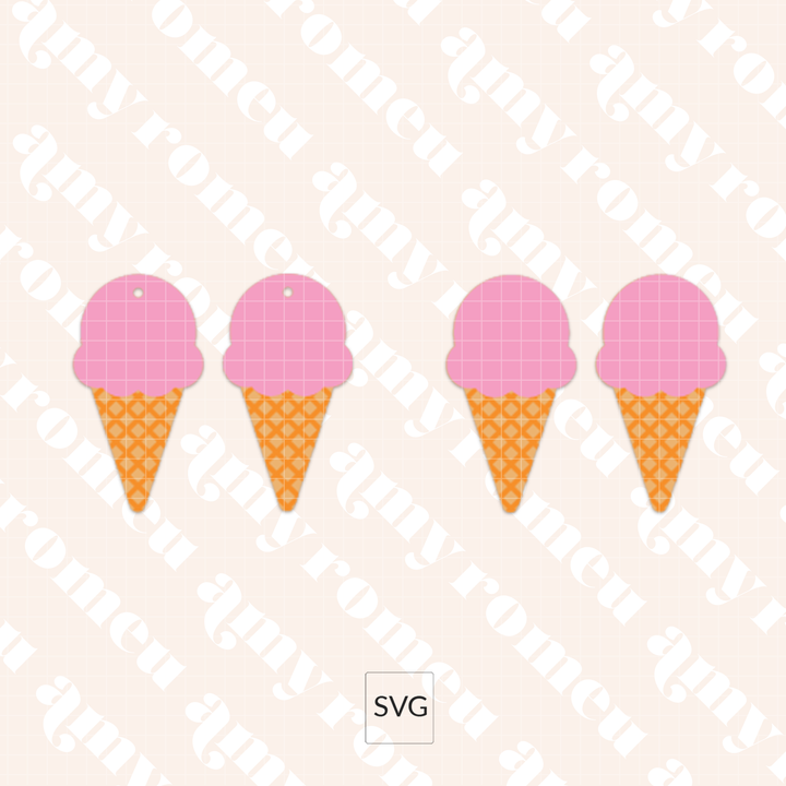 Ice Cream Cone Faux Leather Earrings SVG