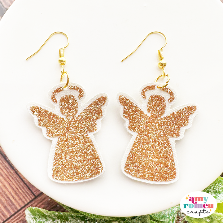 Angel Faux Leather Earrings SVG