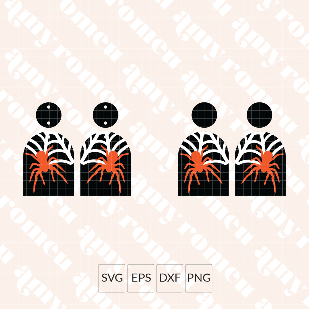 Arched Spiderweb Faux Leather Earrings SVG