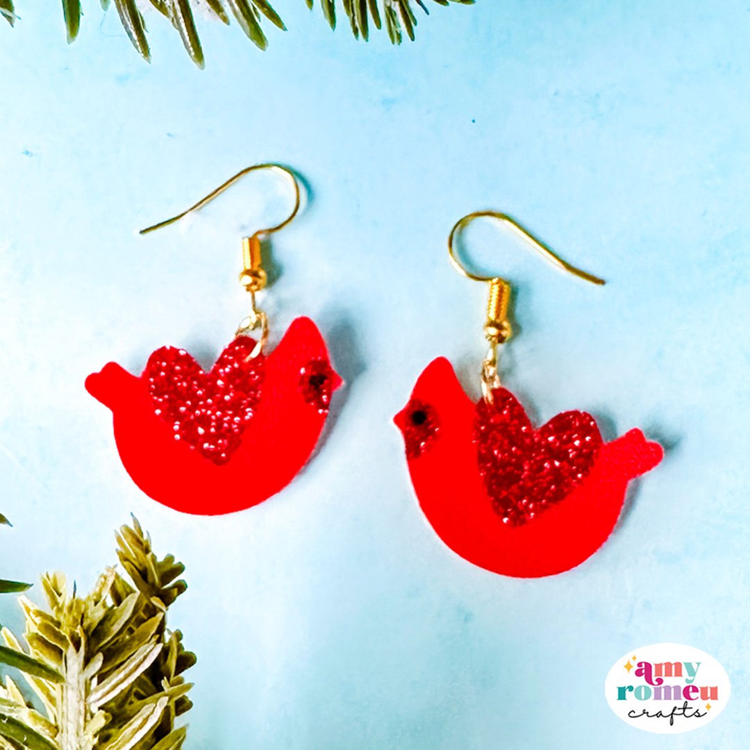 Cardinal Faux Leather Earrings SVG