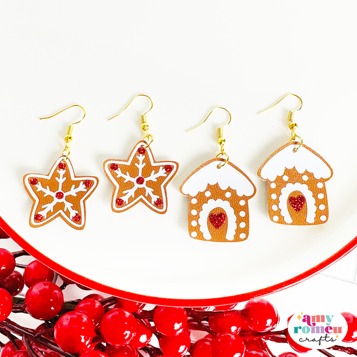 Gingerbread Cookie Faux Leather Earrings SVG