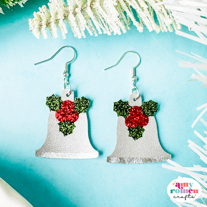 Christmas Bell Faux Leather Earrings SVG