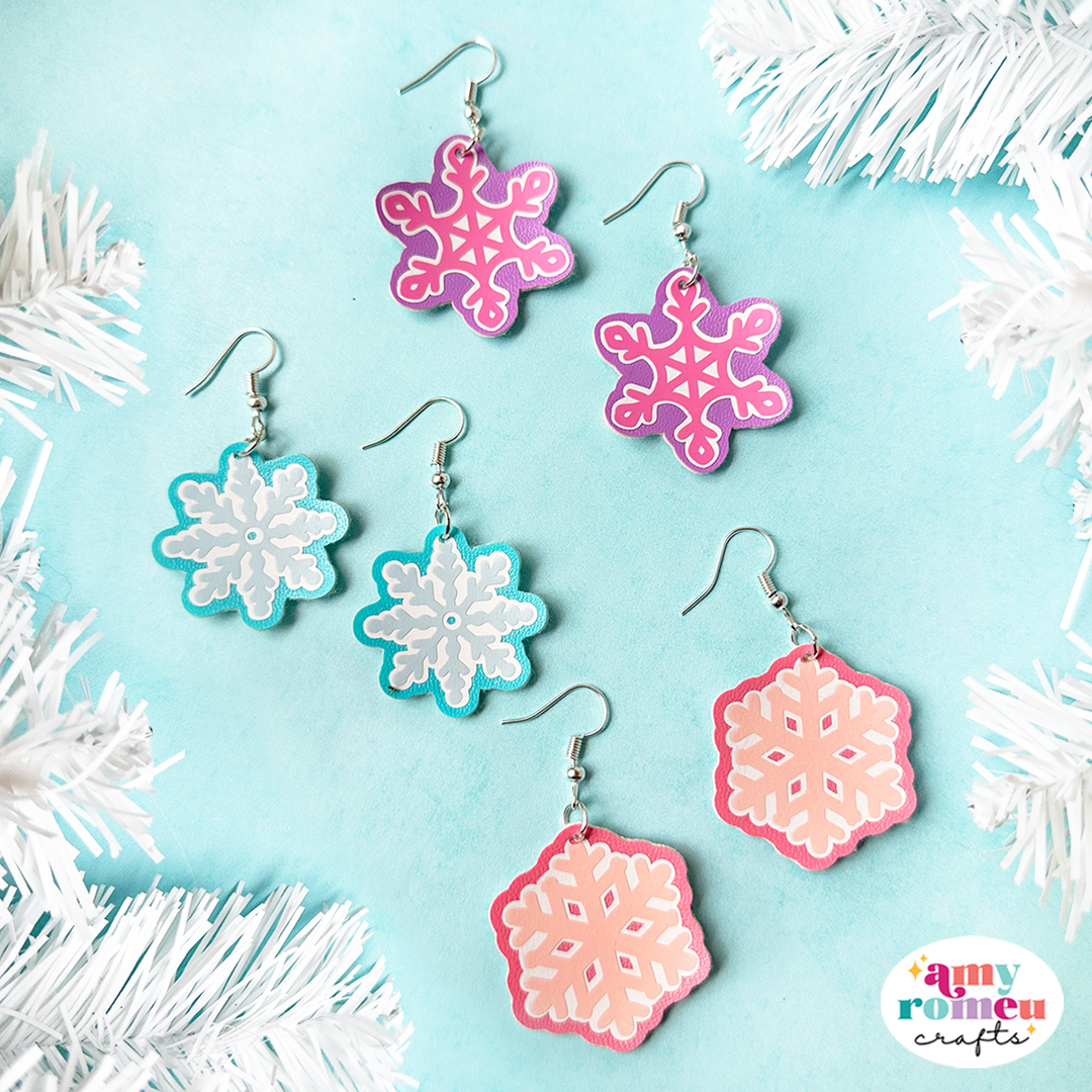 Snowflake Faux Leather Earrings SVG Set of 3