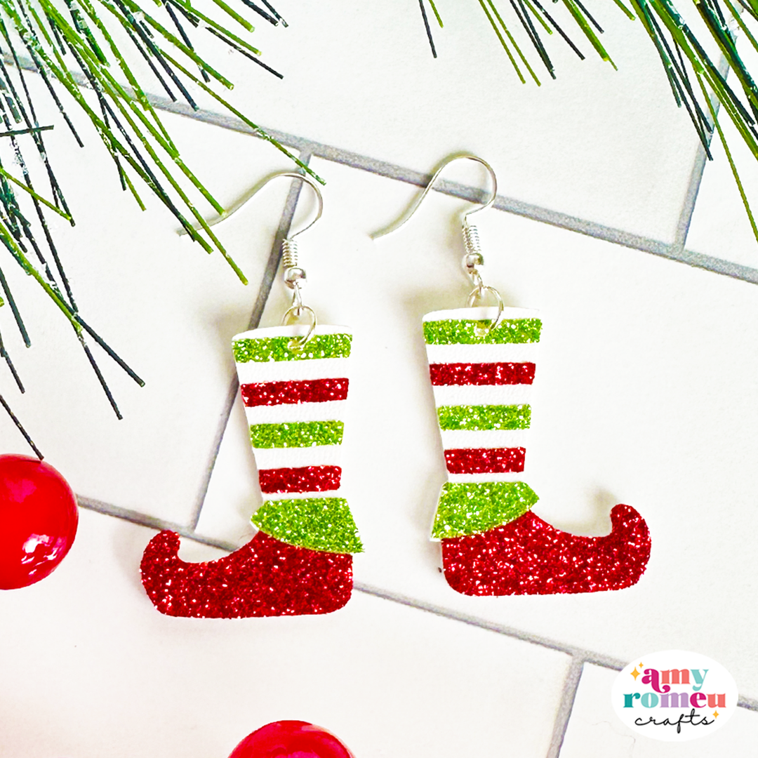 Elf Boot Faux Leather Earrings SVG