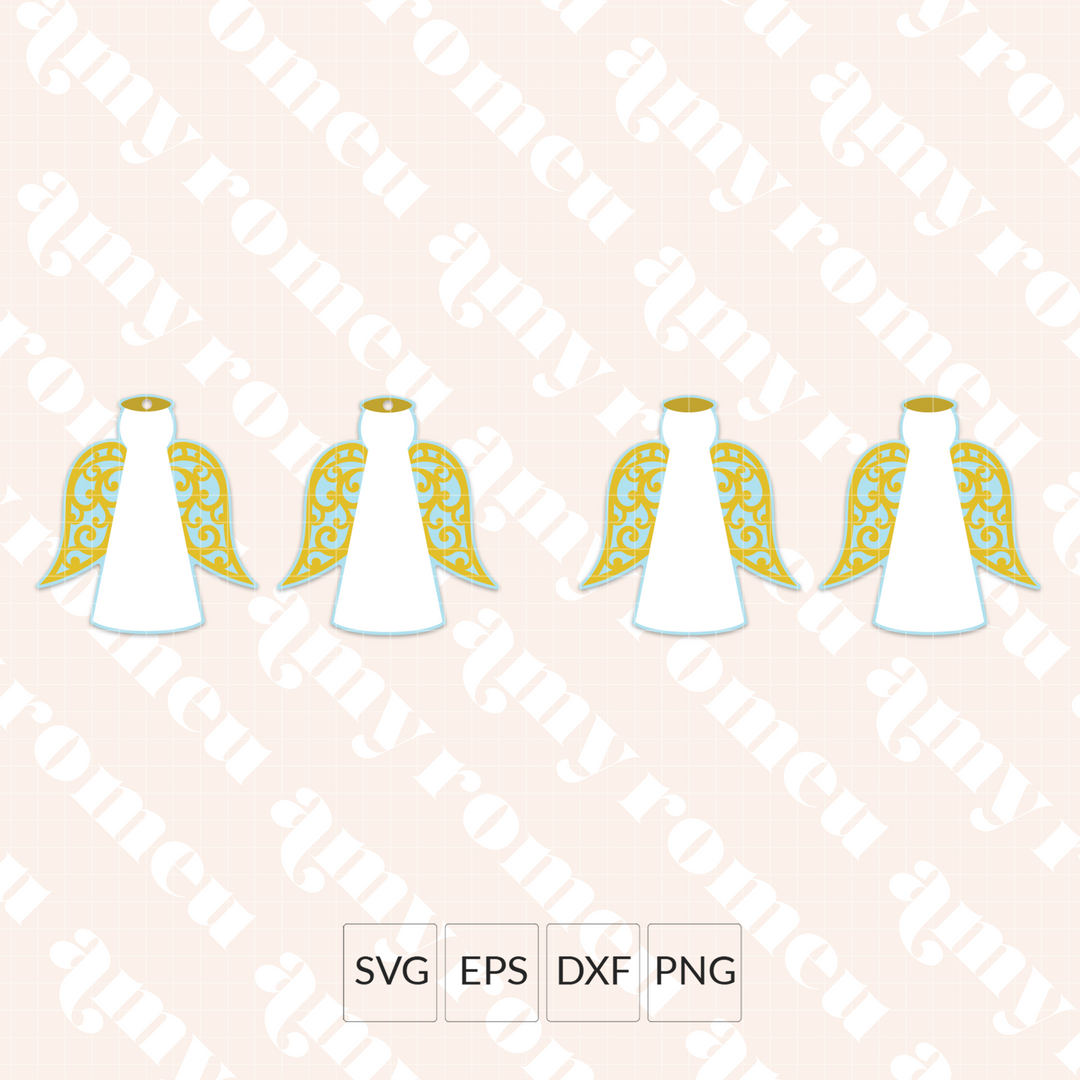 Angel with Wings Faux Leather Earrings SVG