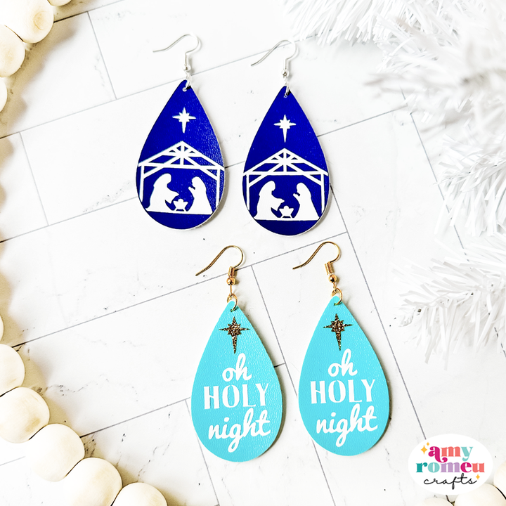 Nativity & Holy Night Faux Leather Earrings SVGs Set of 2