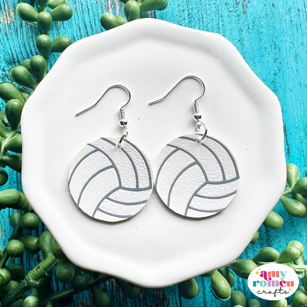 Volleyball Faux Leather Earrings SVG