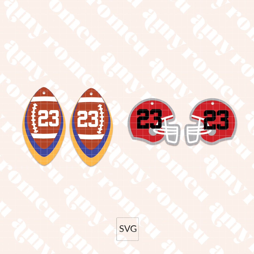 Personalized Football & Helmet Earrings SVG