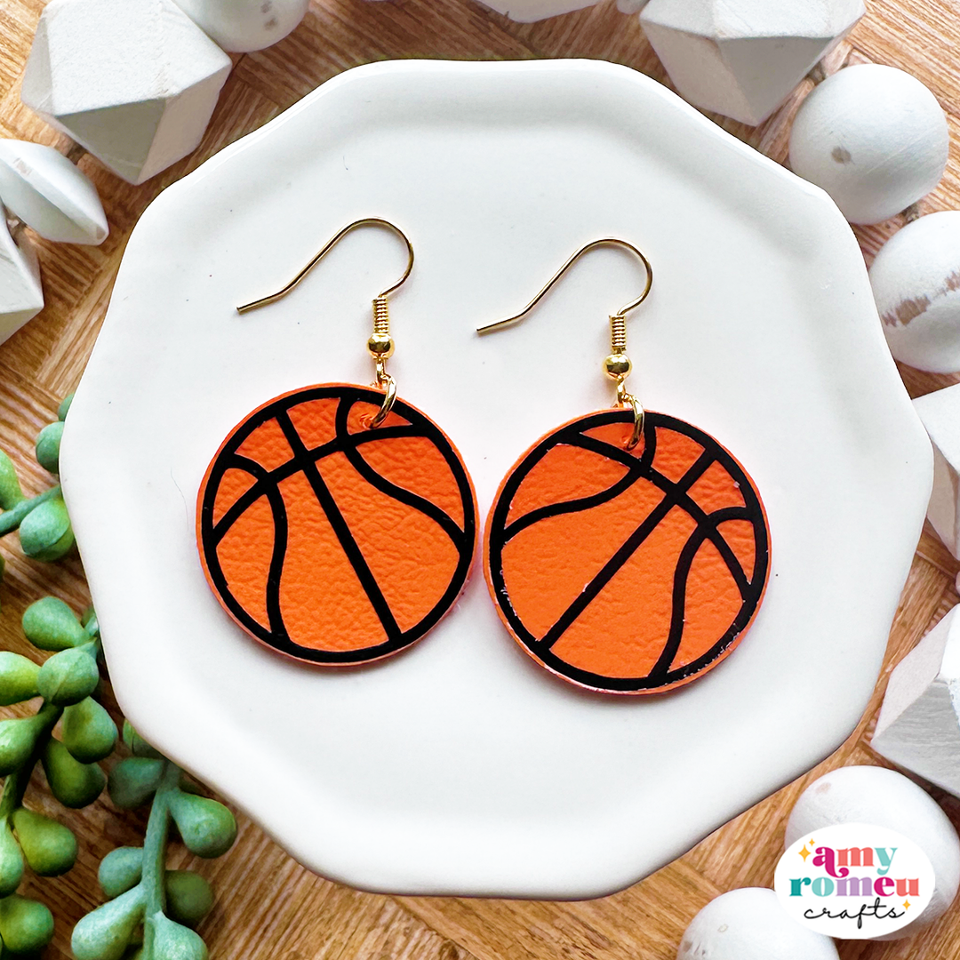 Basketball Faux Leather Earrings SVG