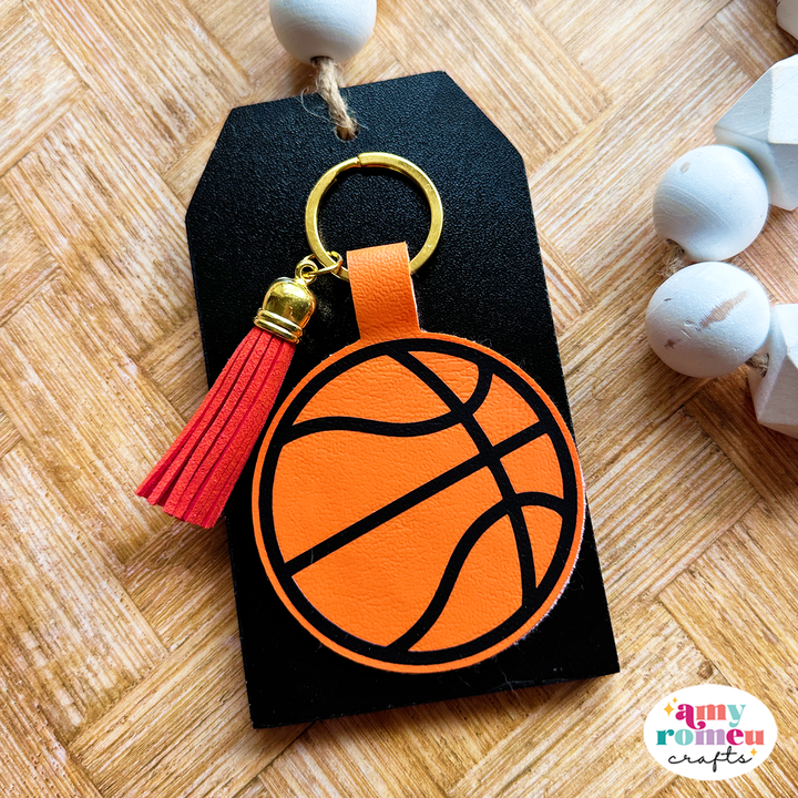 Basketball Faux Leather Keychain SVG