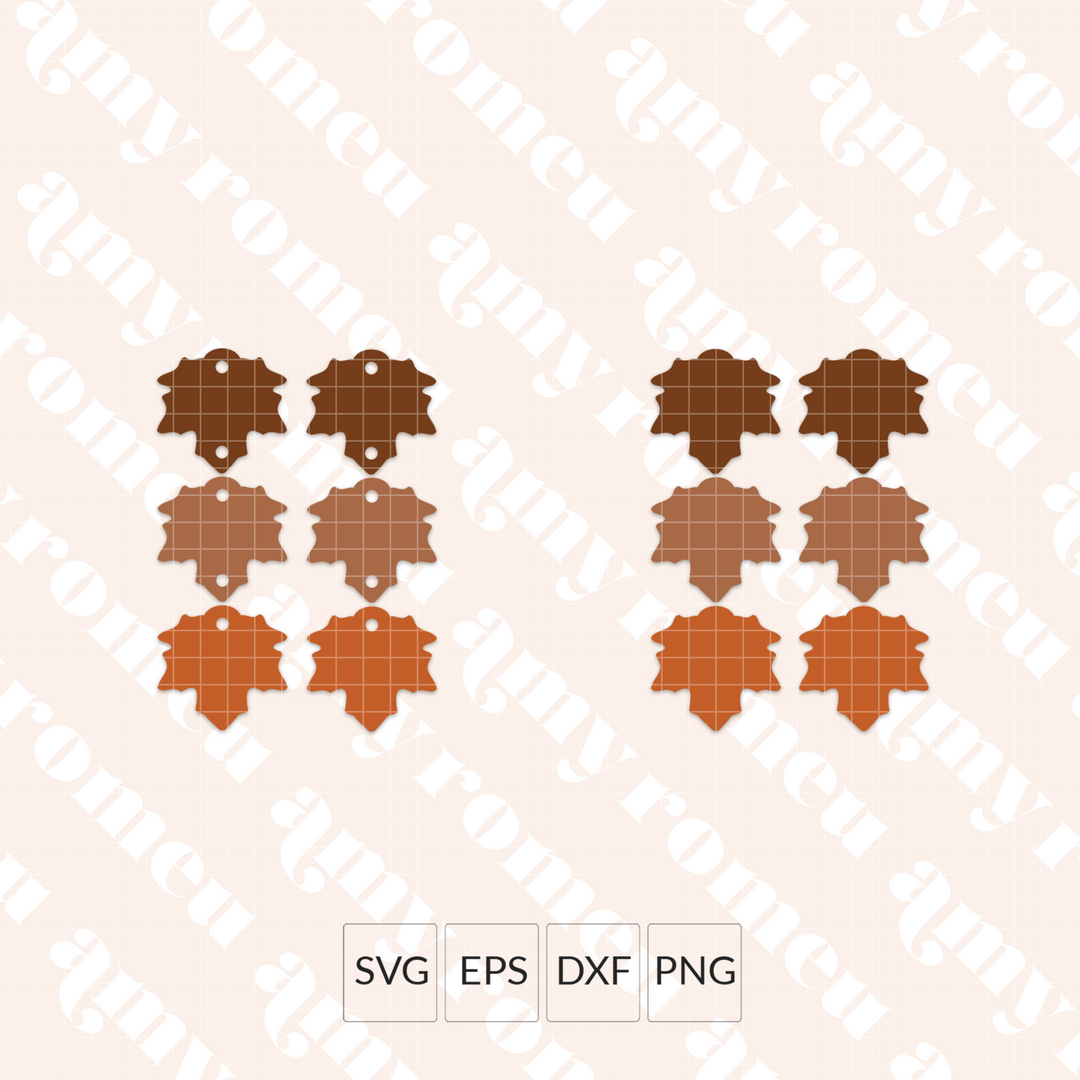 Stacked Fall Leaves Faux Leather Earrings SVG