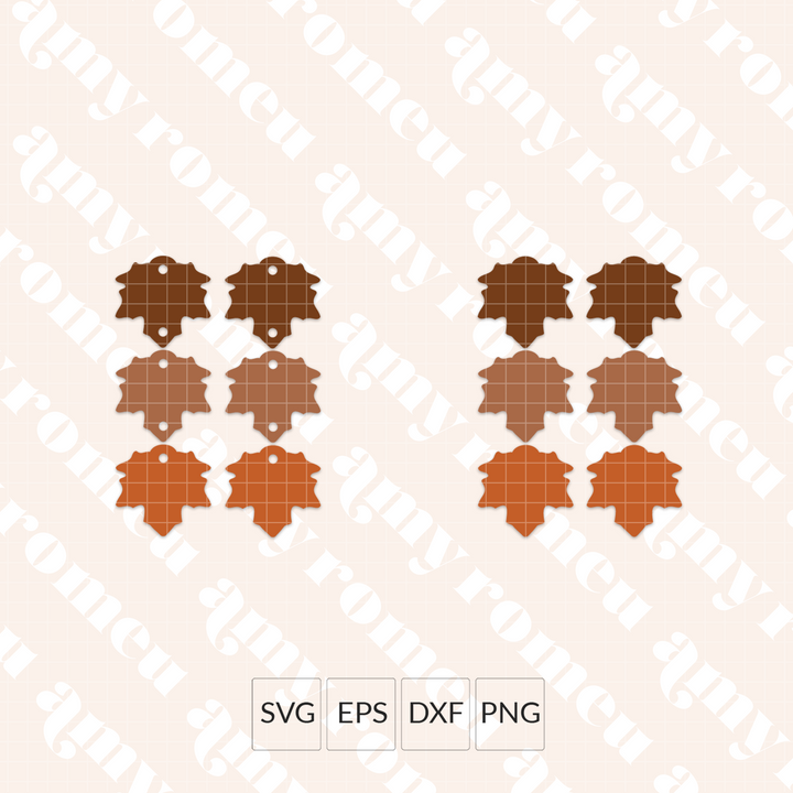 Stacked Fall Leaves Faux Leather Earrings SVG
