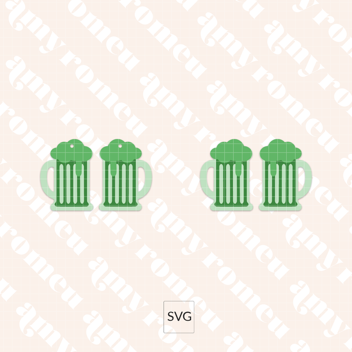 St. Patrick's Day Green Beer Faux Leather Earrings SVG